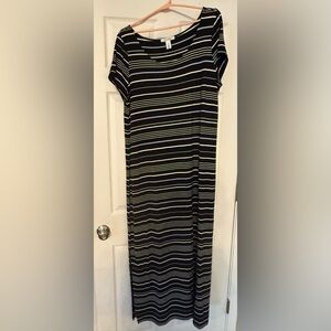 White House Black Market Black and White Striped Maxi Dress